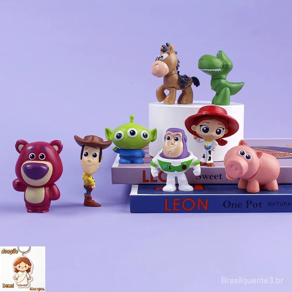 Toy Story Kit Com 8 Personagens Buzz Woody Jessie Rex Porquinho Aliens Bullseye Lotso