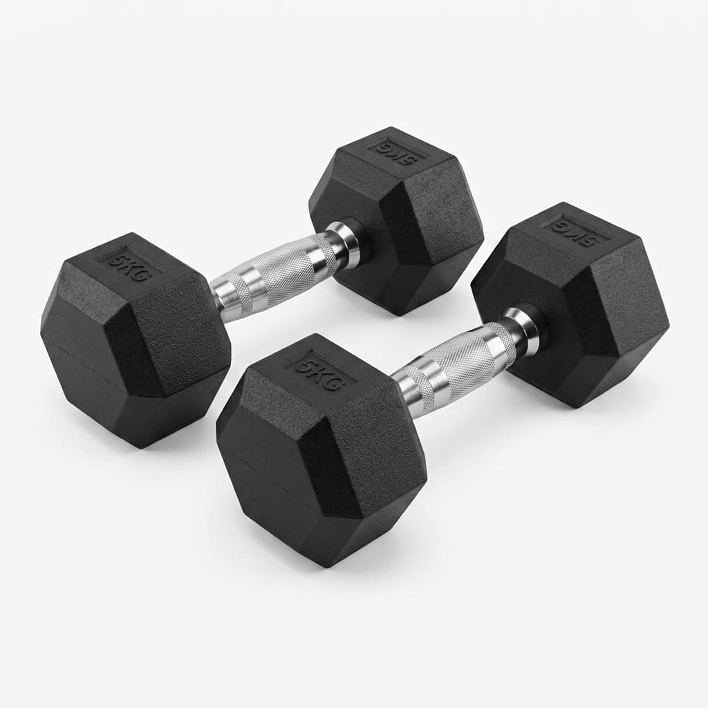 Par Halter Sextavado 5kg Fitcore Emborrachado Musculação Fitness  Treino Funcional Academia Casa