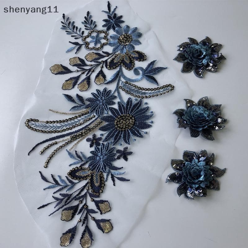 shen DIY Patches Bordados Grandes Florais Corda Longa Flores Roupas Ferro Em Patch Decor yang