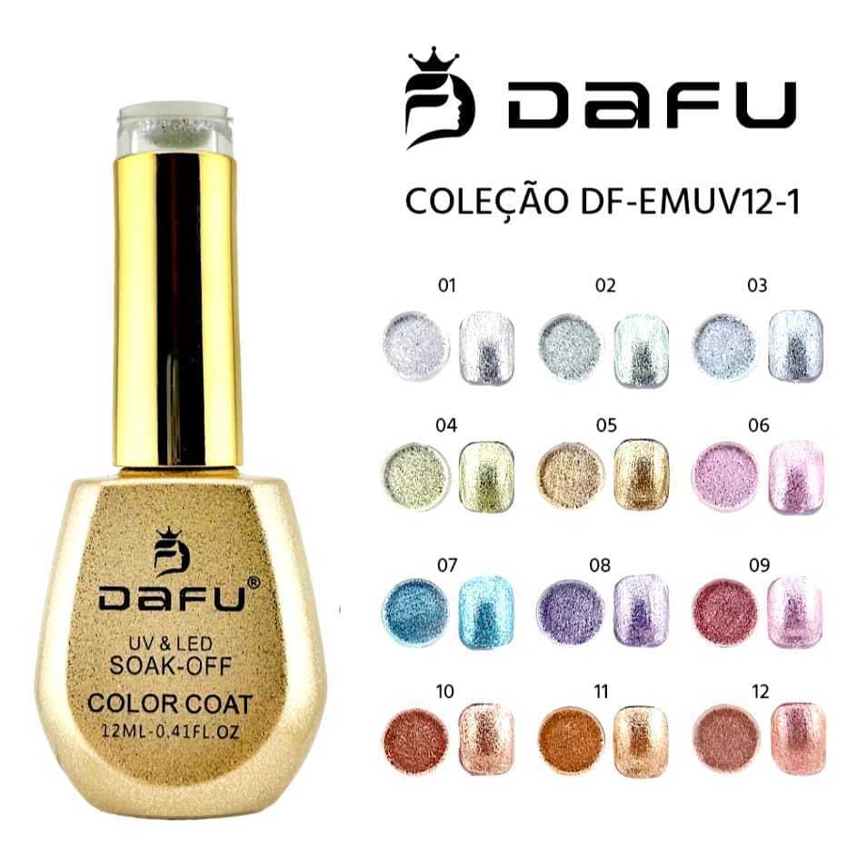 Esmalte em Gel Glitter Refletivo Color Coat Dafu - Anvisa - UV Modelo DF-EMUV REFLETIVO12-1