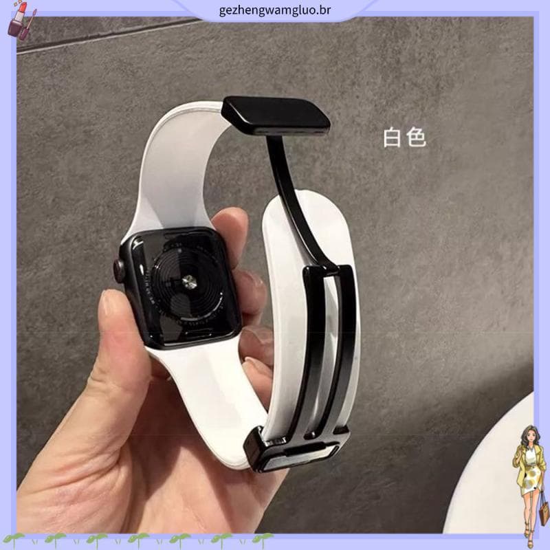 Adequado para AppleWatch cinta Apple Watch pulseira iWatch Silicone magnético dobrável s 8 Huaqiangbei