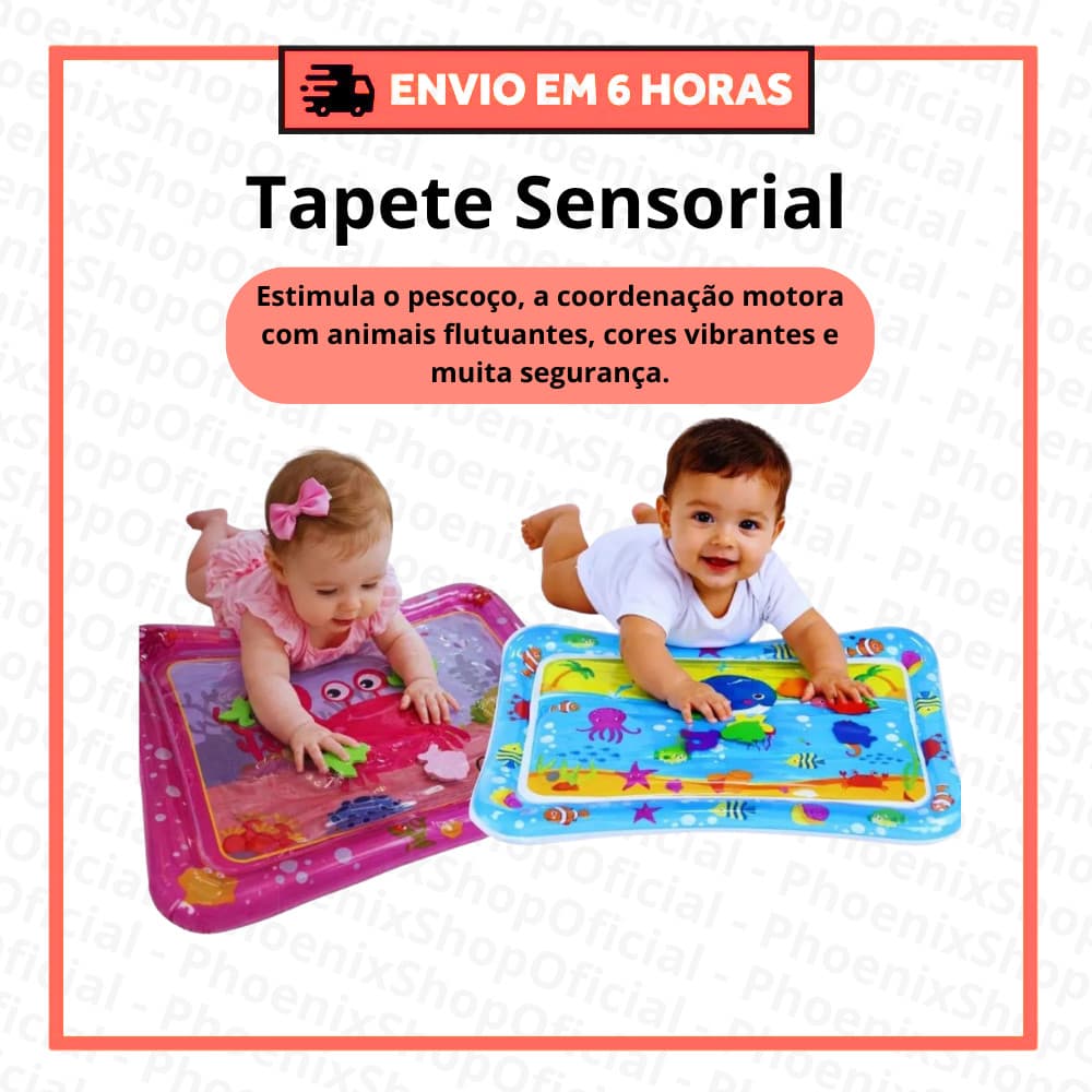 Tapete de Água Inflável para Bebê Tummy Time Sensorial Educativo