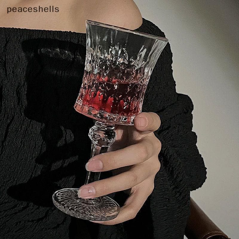 Copo De Vidro Pequeno Gravado Em Relevo Estilo Coreano Para Licor De Saquê Soju Curto Com Haste