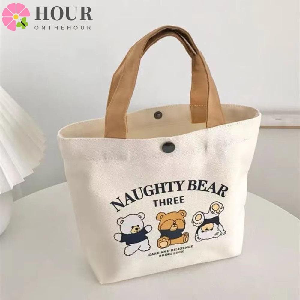 Sacola De Lona HOUR , Mini Bolsas De Desenho Animado De Grande Capacidade , Armazenamento De Pêssego Da Moda Femininas