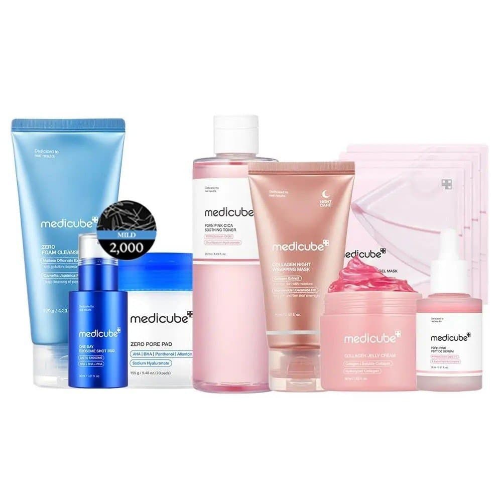 [medicube]ConjuntoAcessívelGlassGlowcare | Inclui 8 produtos para a Rotina GentleGlow XIZF