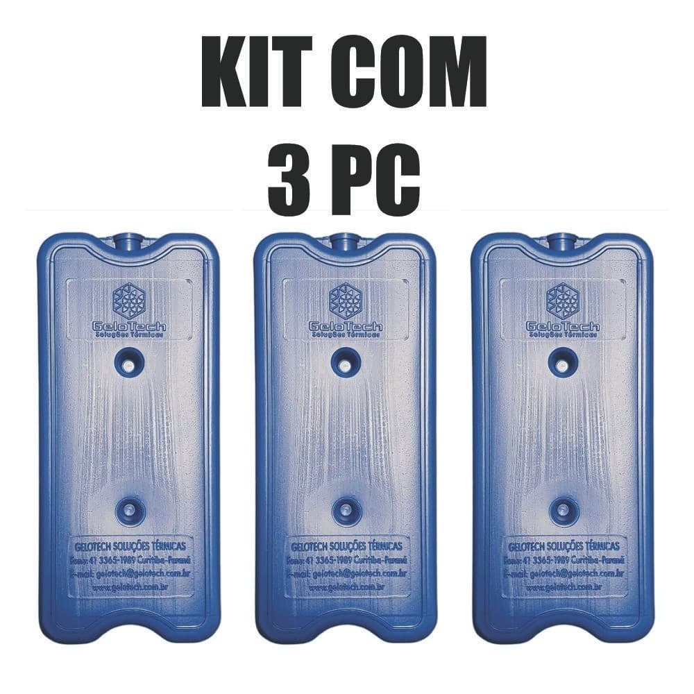 Gelo Rigido Reutilizavel Reciclavel 1 Litro - Kit com 3 un