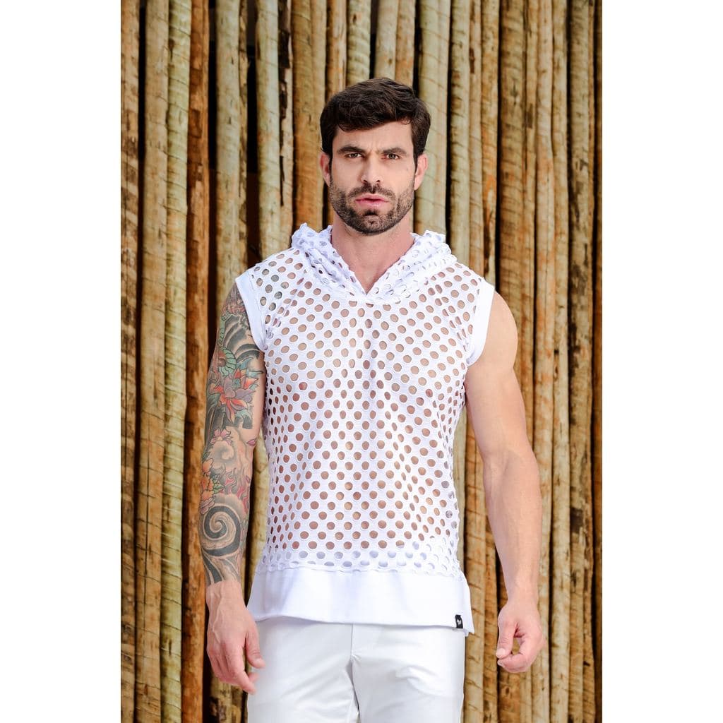 Regata Masculina Machão em Arrastão Aberto com Capuz Moda Masculina Verão