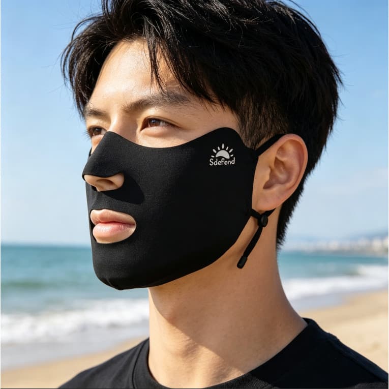 Máscara Facial Ajustável De Proteção UV De Seda Gelada De Verão , Design Respirável De Boca Aberta E Nariz , De Ciclismo