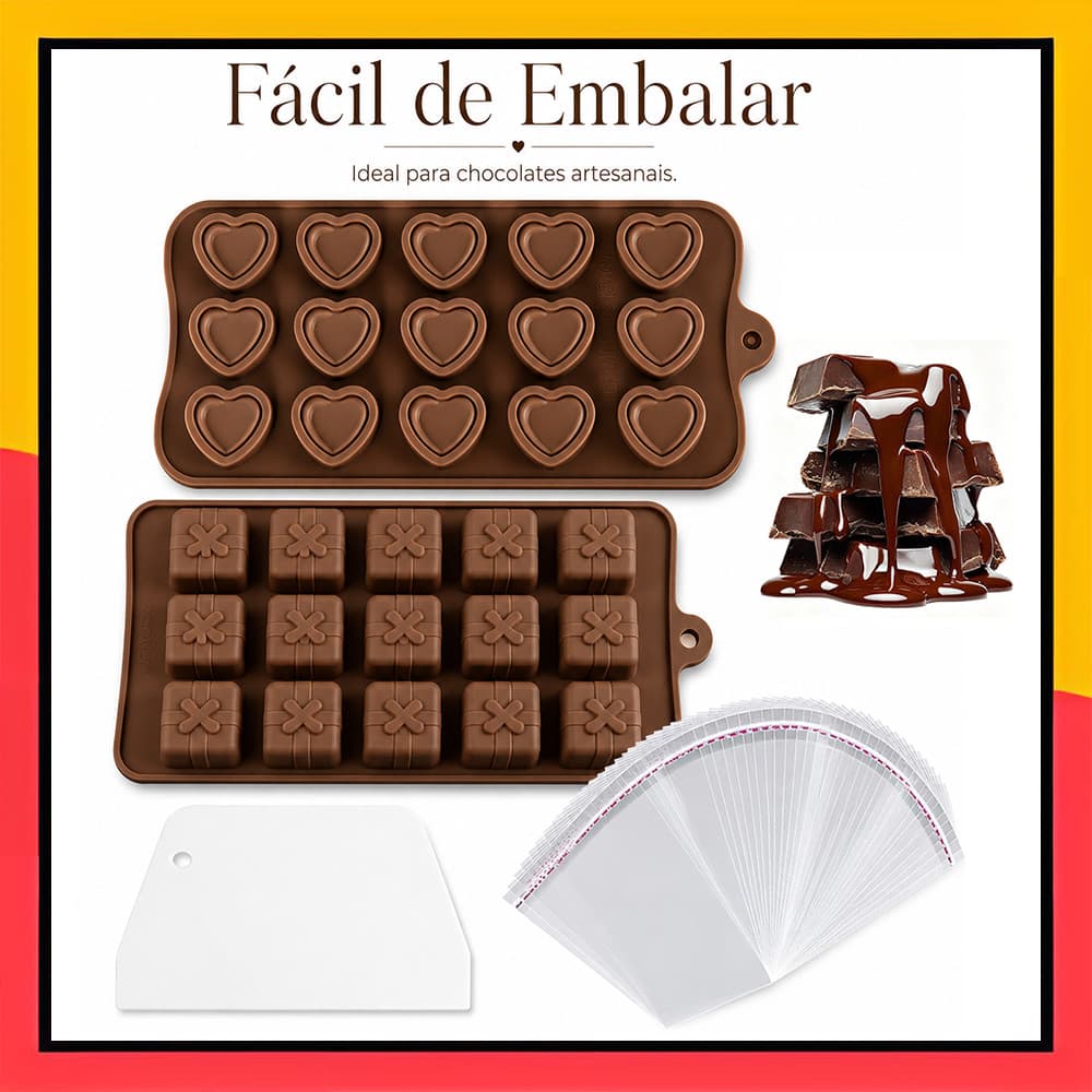 Conjunto de moldes de chocolate de Silicone para fazer chocolate, geléia, pudim