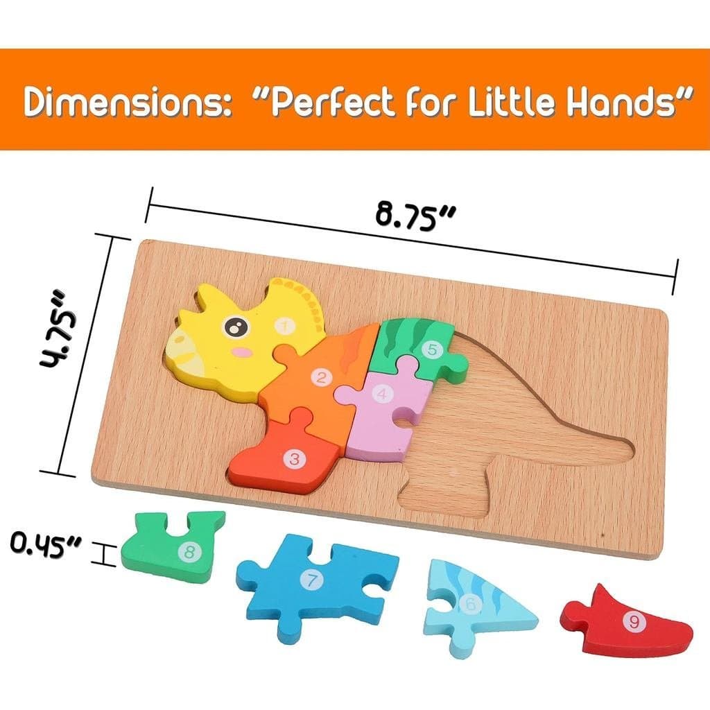 MONTESSORI MAMA Quebra-Cabeças para Crianças de 3 a 5 Anos, Quebra-Cabeça de Dinossauro, Pacote com 5 Peças, Brinquedos