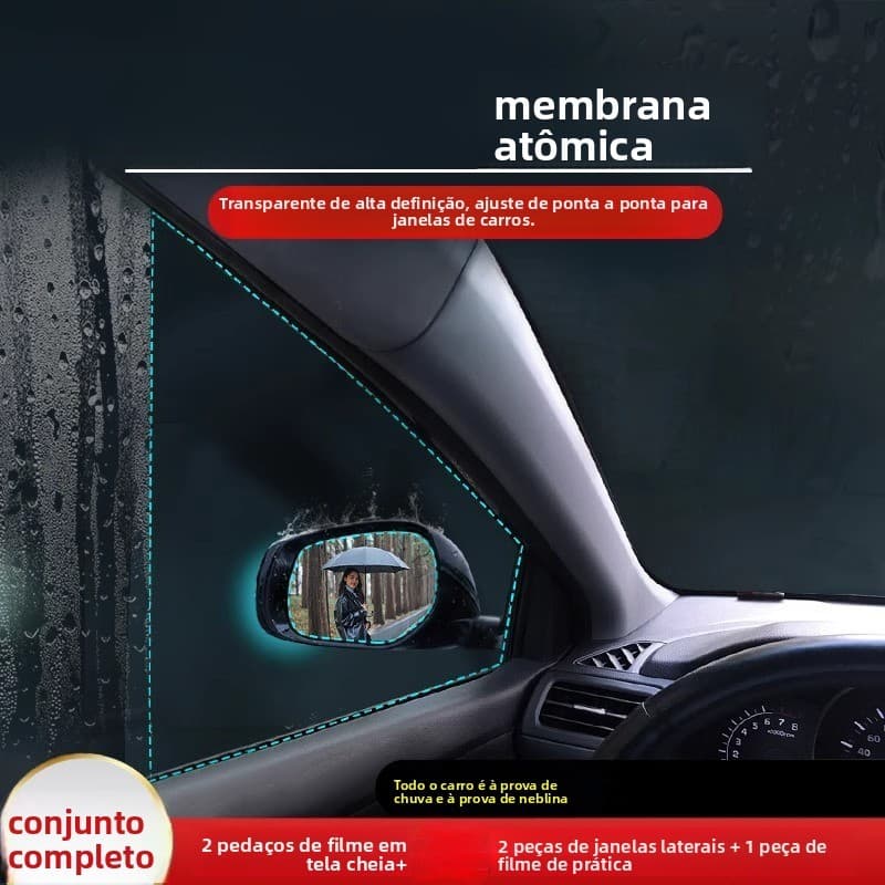 Espelho retrovisor do carro filme à prova de chuva espelho retrovisor janela lateral filme à prova dwaterproof água dia