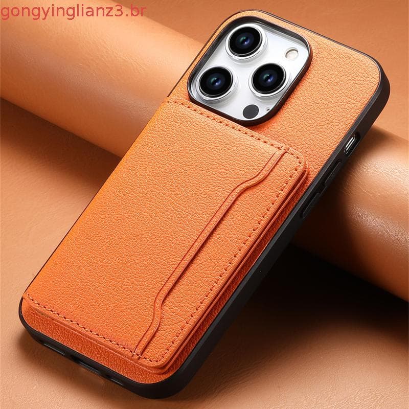 Capa De Couro De Cor Sólida Para iphone 17 Pro Max 16e Air 17 16 15 Plus 14 13 12 11 Xs Xr 8 7 Se3 Suporte De Cartão Mag