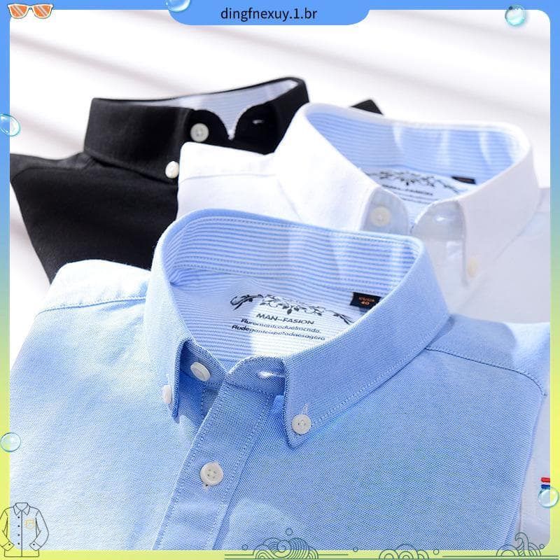 Homens e # 39camisa Casual De Manga Comprida Algodão Oxford , Estilo Coreano 3814