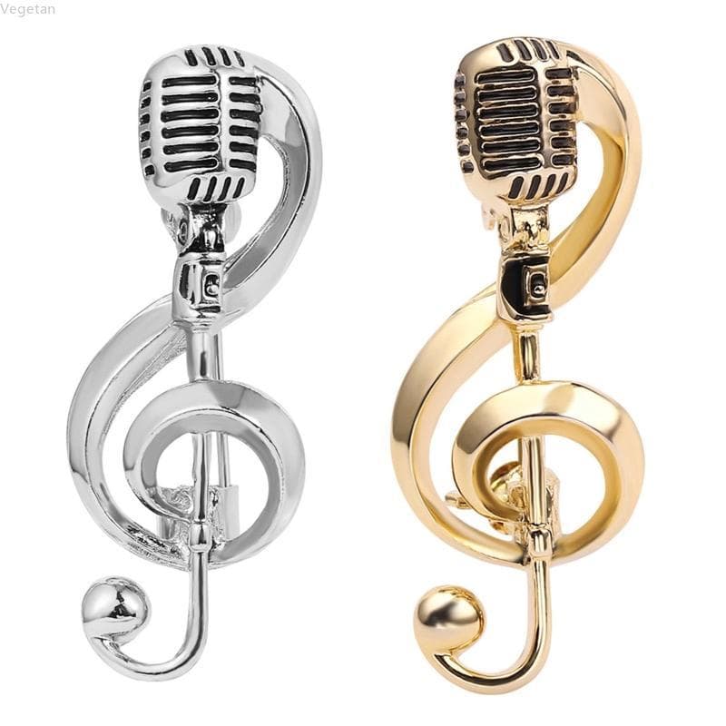 Broches Microfone Veg, Requintado, Musical,, Ouro, Prata, Alfinetes Lapela, Joias