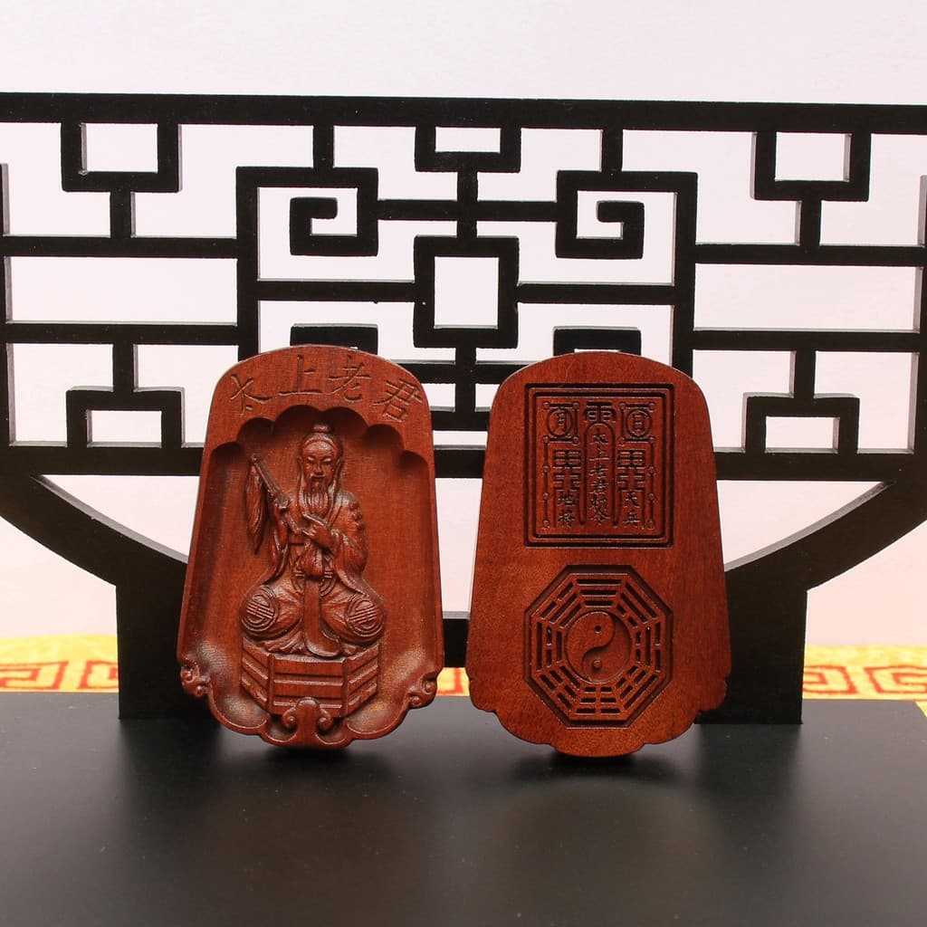 Pingente de madeira de jujuba atingido por um raio, Tai Shang Lao Jun, item de ritual taoista, acessório pessoal, feito
