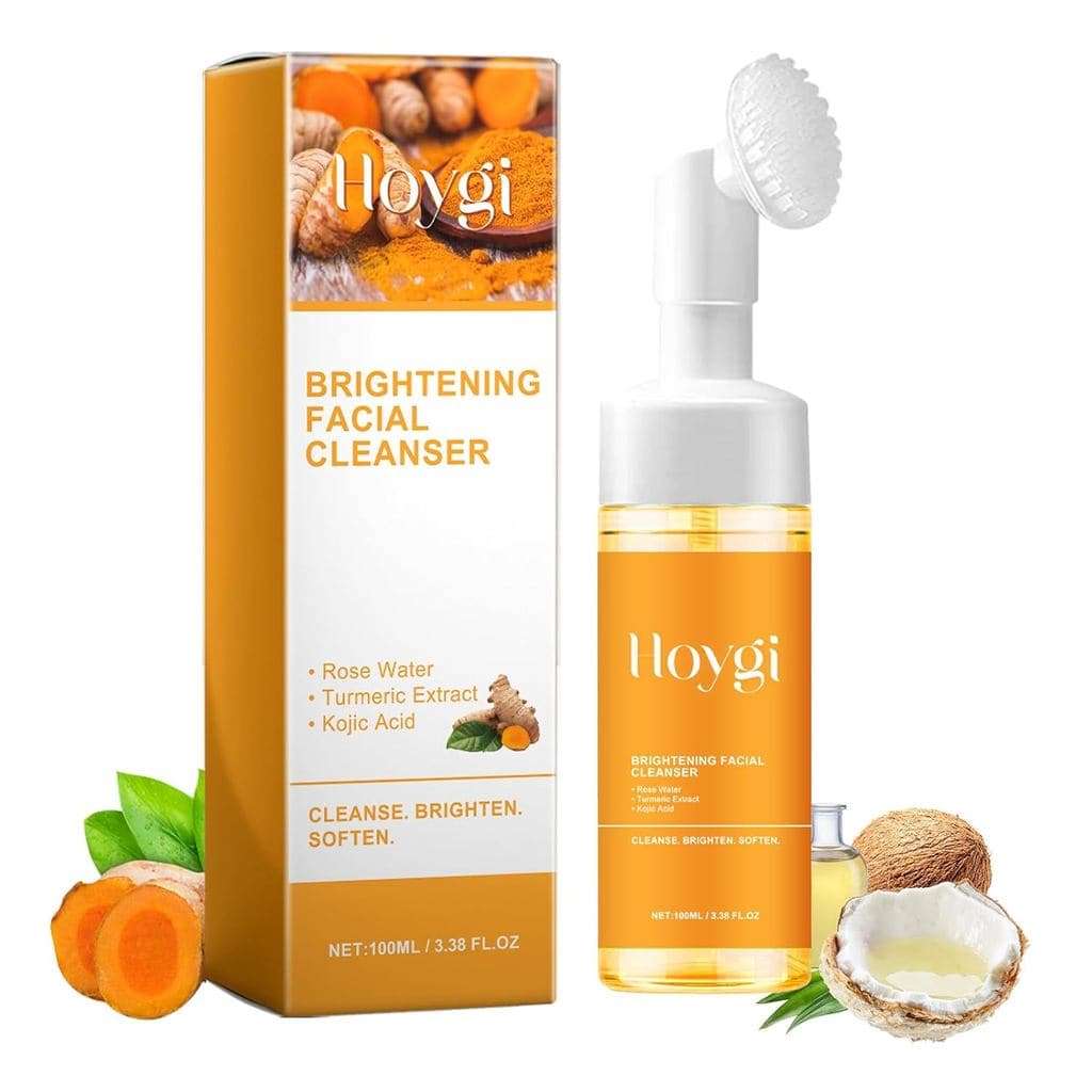 HOYGI Sabonete Facial de Cúrcuma com Escova, Limpador Facial de Cúrcuma para Todos, 3.38 Fl Oz/unidade