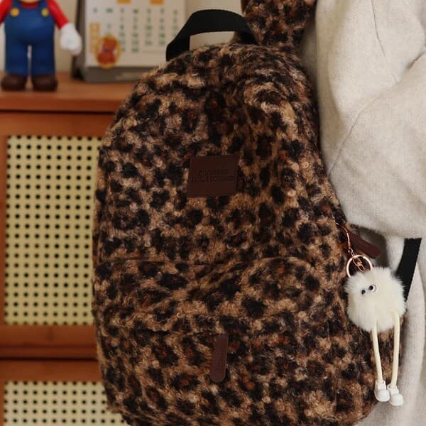 Mochila feminina 2024 outono inverno estilo japonês ins Retro leopardo impressão nicho mochila feminina estudante univer