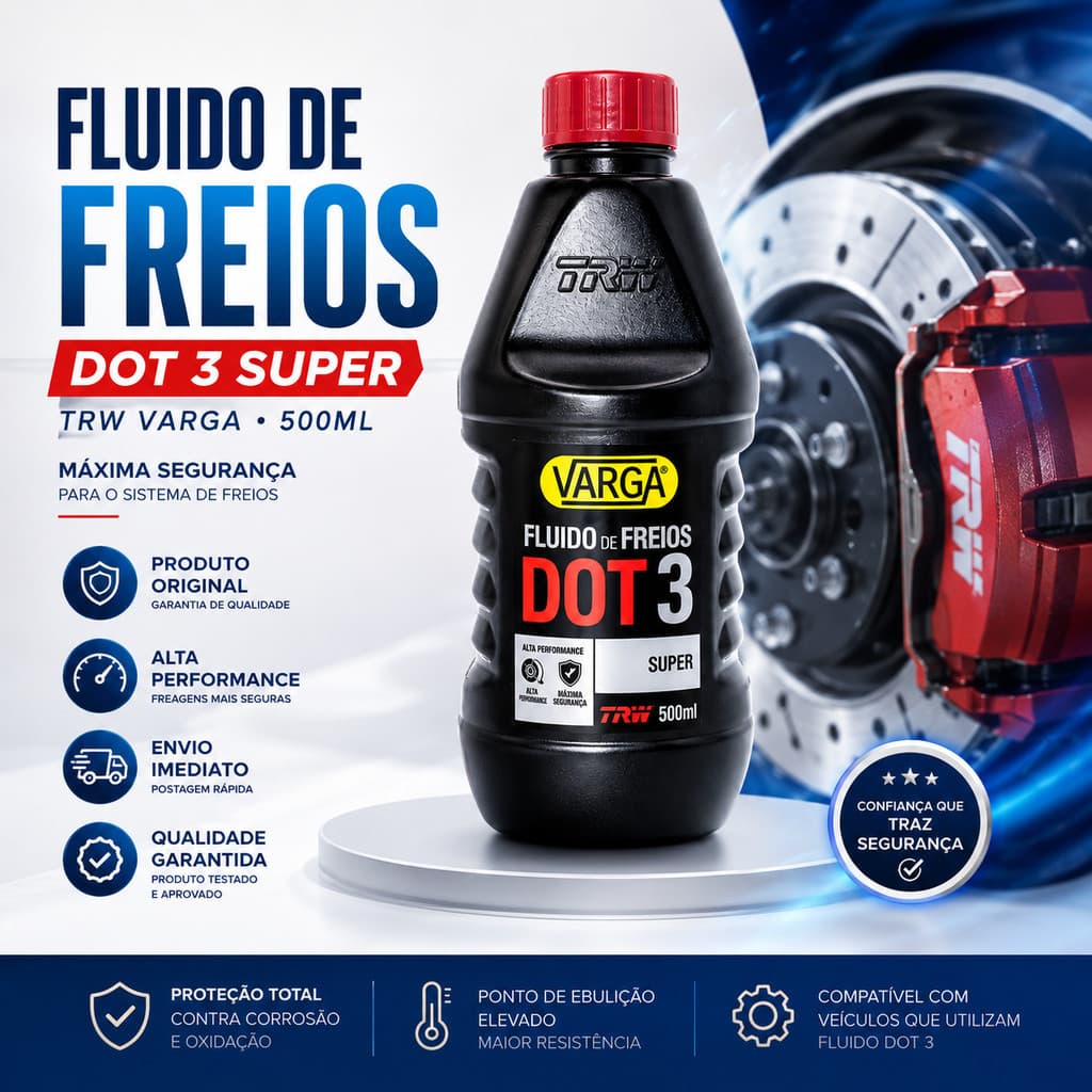 Fluido De Freio DOT 3 TRW Varga 500ml Original Alta Performance Carros Motos