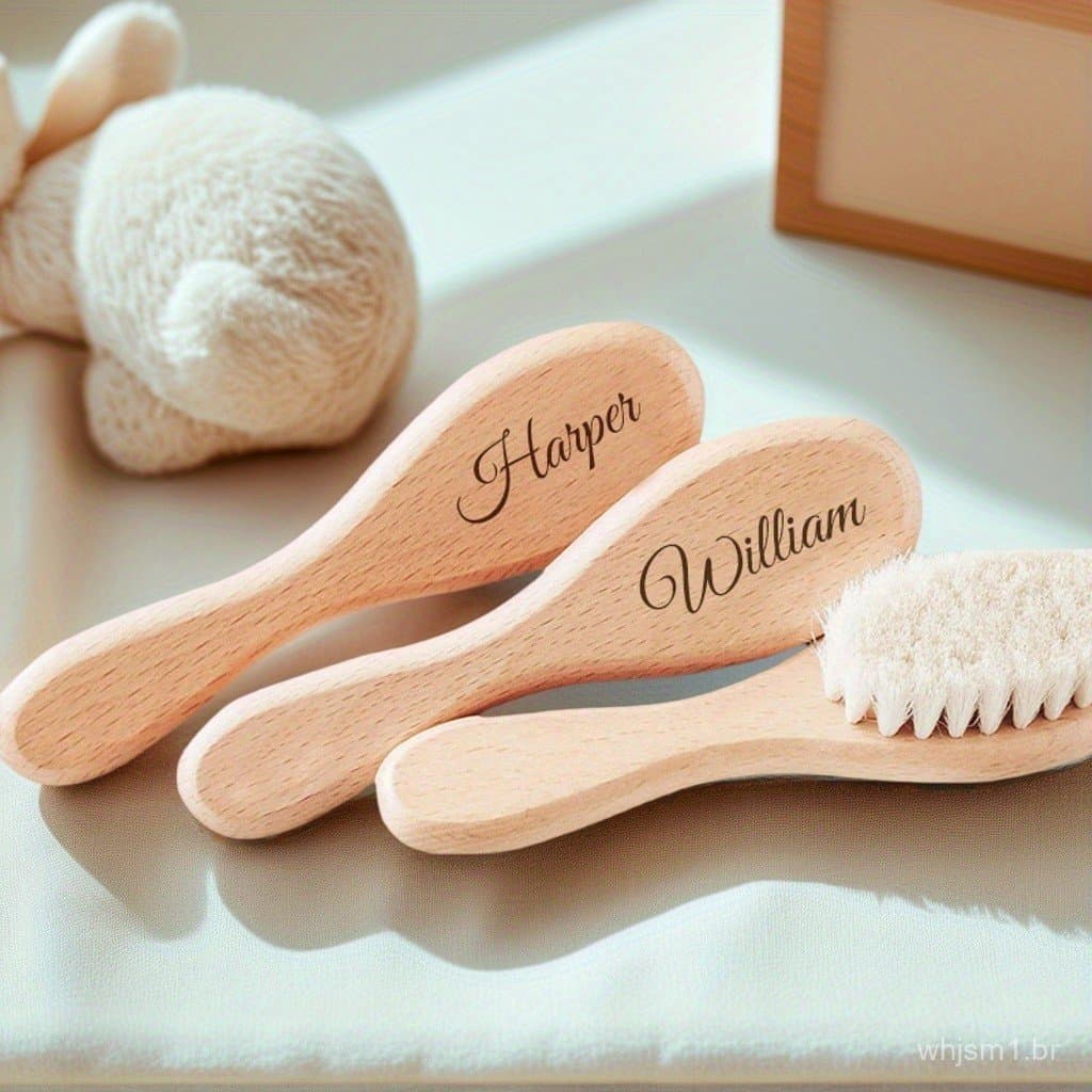 Escova de Cabelo Personalizada para Bebê, Presente Grátis, Gravada, Lembrança para Recém-Nascido, O Presente Perfeito