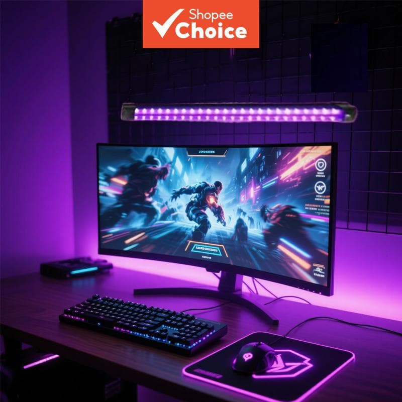 Lâmpada LED UV Inteligente Preta, Luminária USB Plug-In Roxa Atmosférica, Iluminação Decorativa para Sala de Jogos,