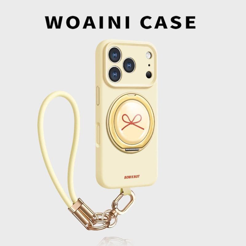 Ins Bow Adequado para Apple 17promax Phone Case com suporte 360 iphone16pro Silicone líquido 1