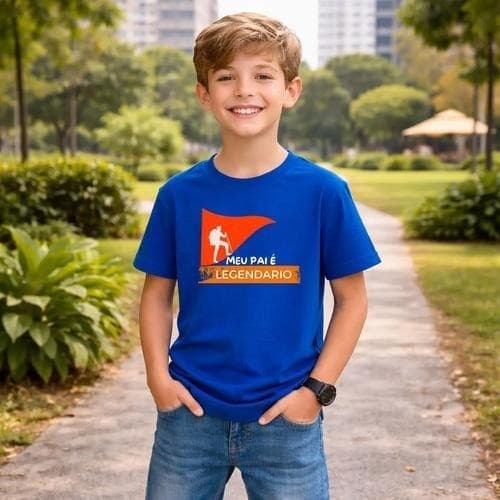 Camiseta Infantil Menino Menina Unissex Meu Pai é um Legendário Presente para Pai Frase Divertida Blusa 100% Algodão