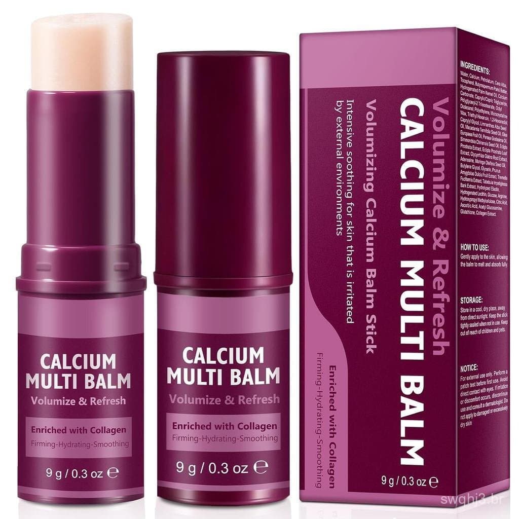 2PCS Bastão Multi-Balm de Cálcio, Bastão Multi-Balm de Volume de Cálcio, Firmador, Hidratante e Calmante, Bastão Hidrata