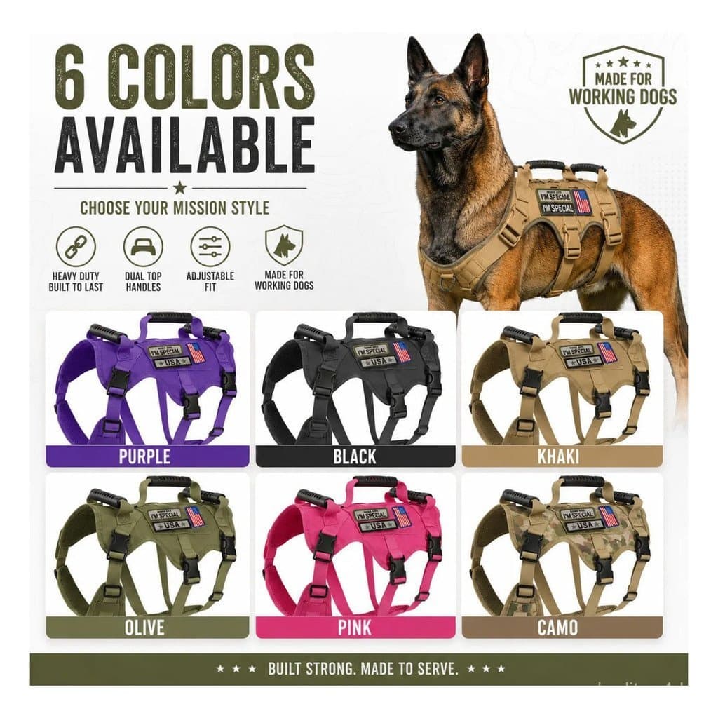 Adequado para cães grandes e cães pequenos, alças e conjuntos de trela, coletes militares táticos para cães