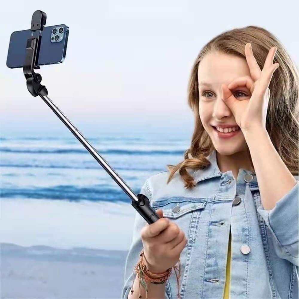Tripé Multifuncional Pau de Selfie Com Iluminação LED e Comando Sem Fio para Gravações