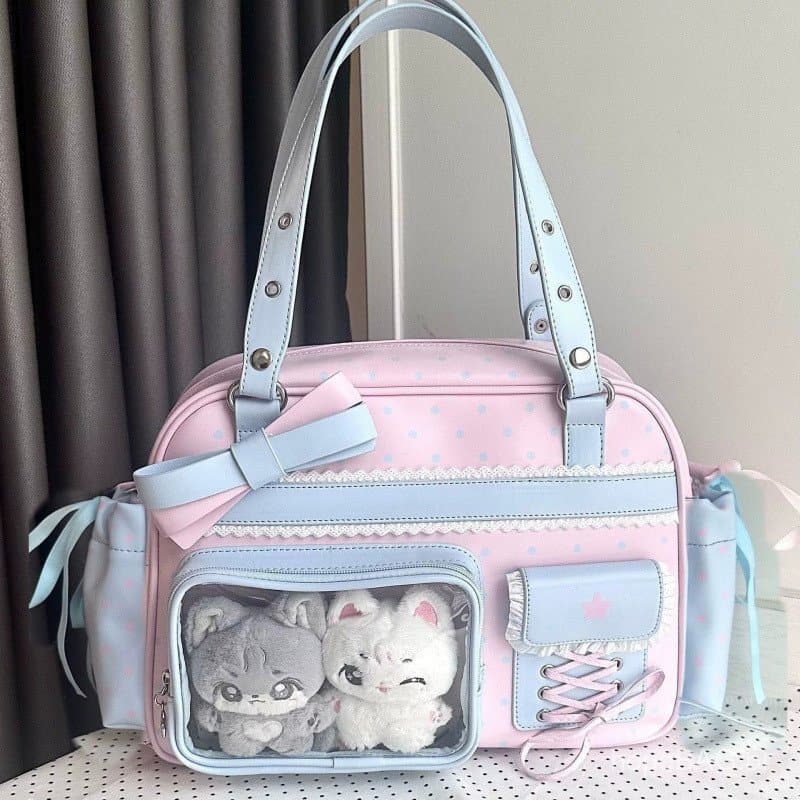 Bolsa com tema de anime em estilo japonês e coreano para meninas, bolsa transparente, bolsa de ombro e transversal de gr