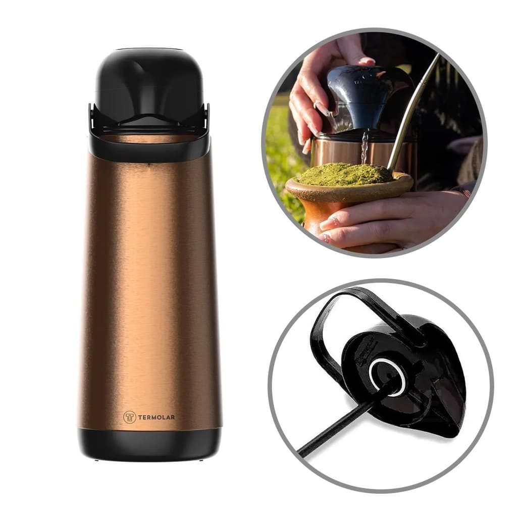 Garrafa de Café Térmica em Inox 1,8L Termolar cor Cobre para Bebida Quente Água Chá Café
