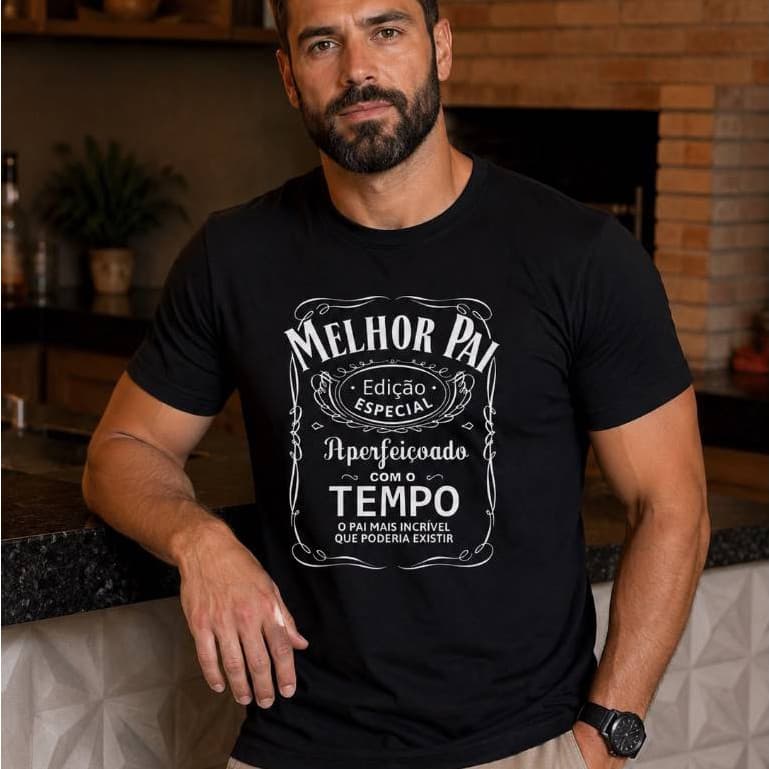 Camiseta Melhor Pai Edição Especial Aperfeiçoado com o Tempo  Algodão Presente Dia dos Pais Masculina Unisex