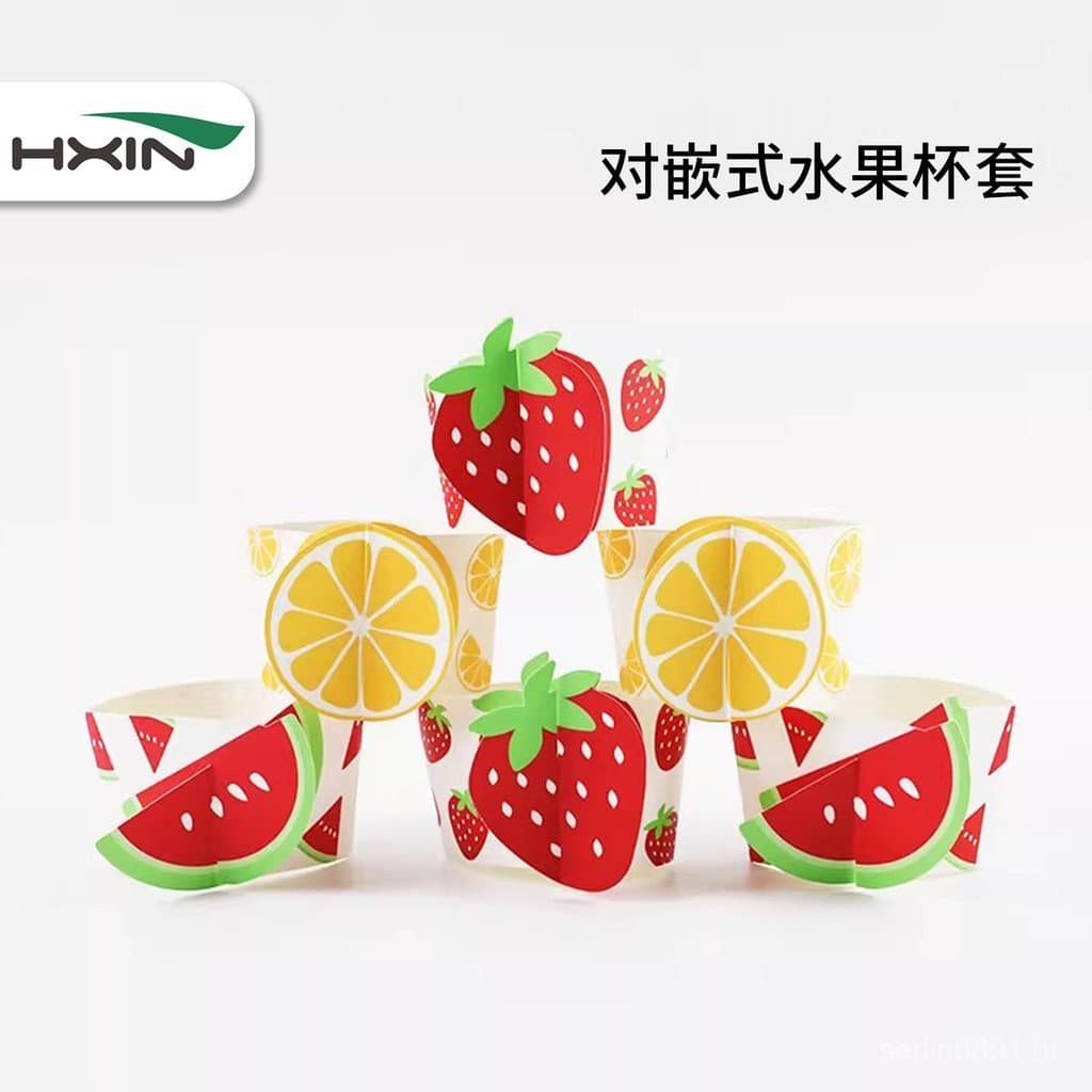 Conjunto de copos de café descartáveis criativos com tema de frutas e leite, bandeja de novo estilo, copo de papelão bra