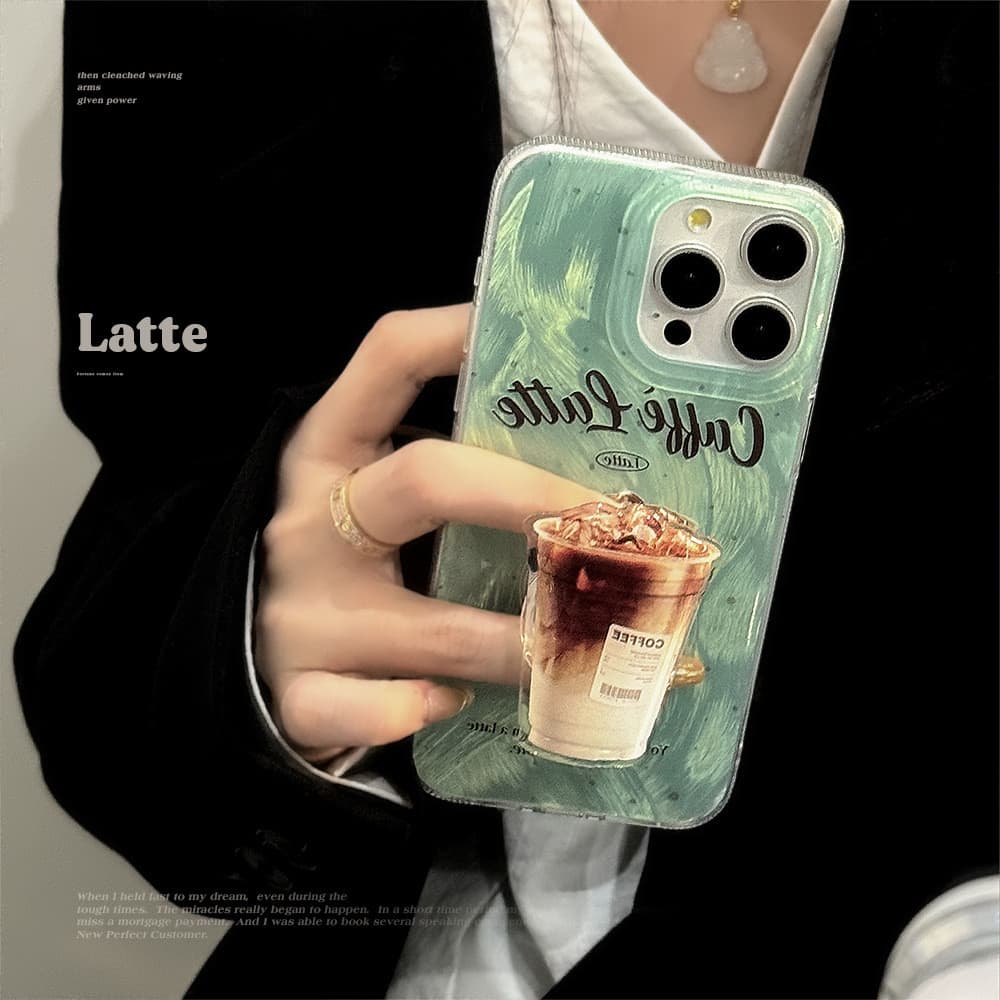Verde menta salpicado café escuro suporte caso de telefone Apple 17promax adequado para iphone16 estilo americano 12 fio