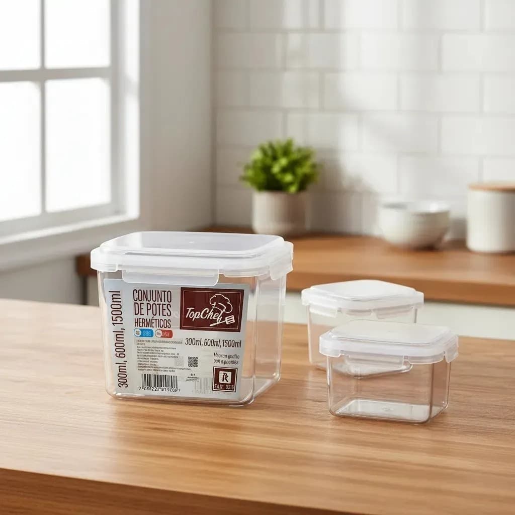 Conjunto Hermético Térmico 3 Potes Conservação Alimentos Armazenamento Vedação Segura