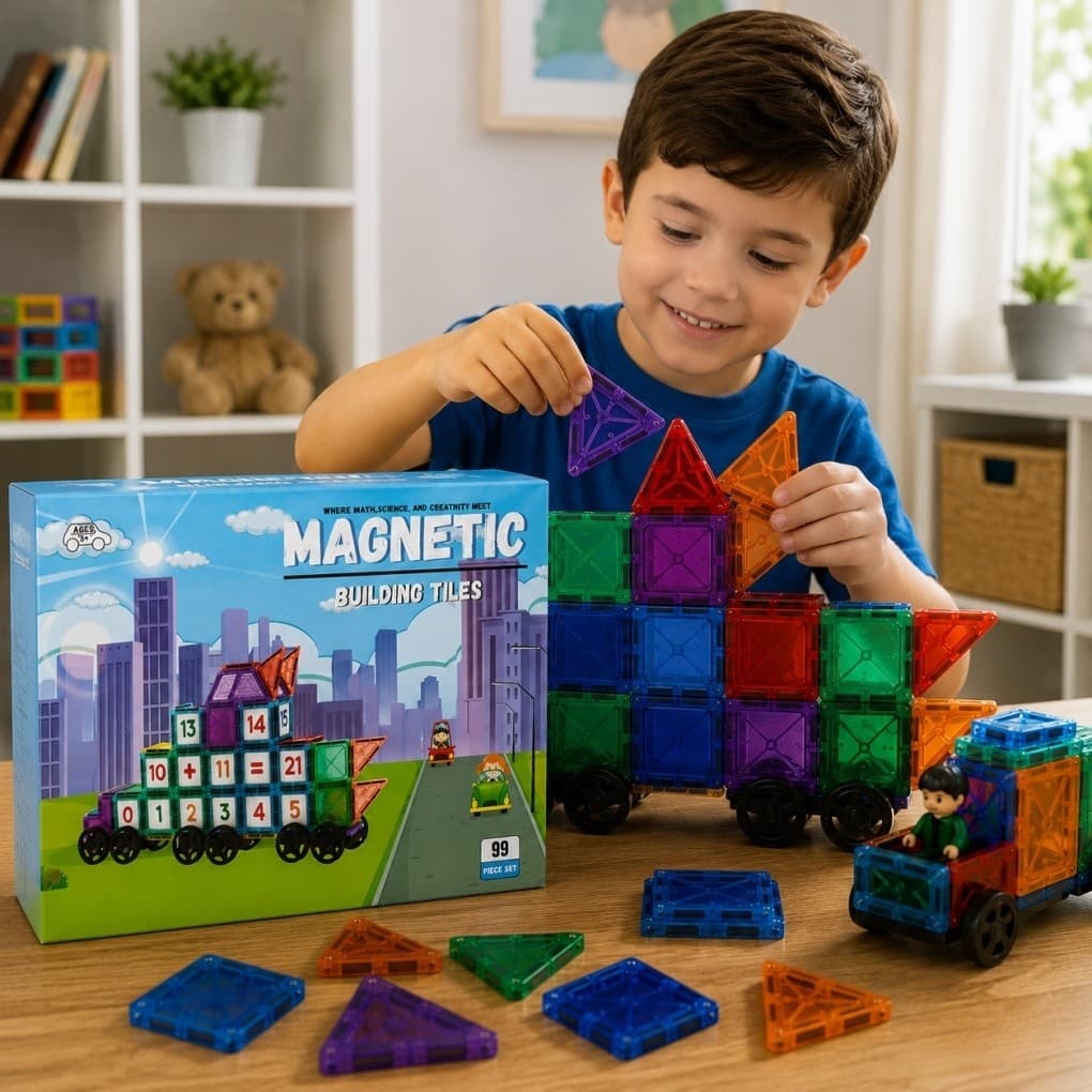 Kit de Construção Magnética Educativa 99 Peças | Blocos Magnéticos STEM | Aprendizado com Números Para a Criatividade
