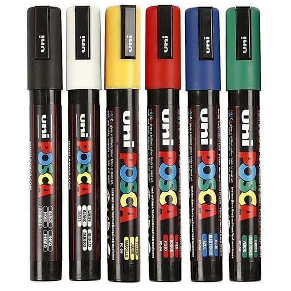 Kit Caneta Posca Uni Ball Pc-5m Com 06 Cores Principais