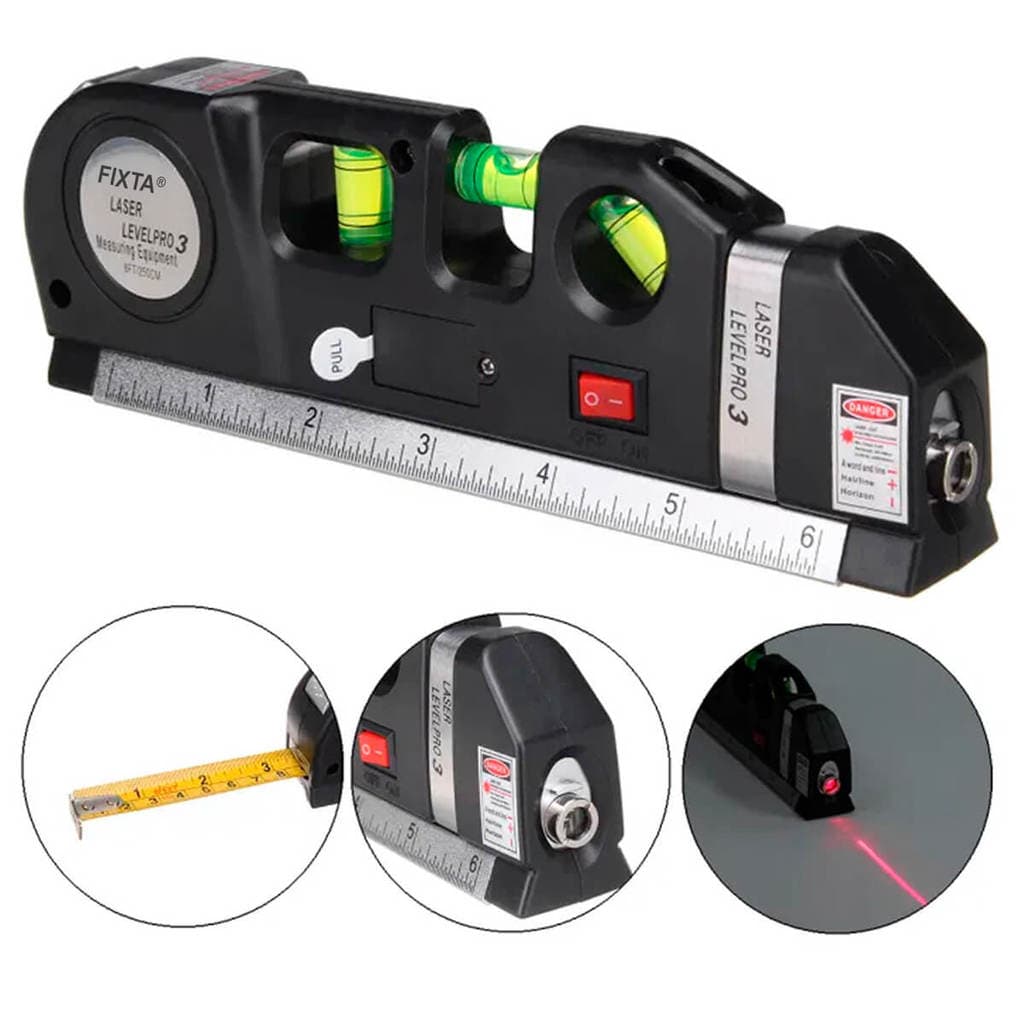 Nível Trena Laser Digital 3 em 1 Multiuso com Régua e Bolhas para Alinhamento