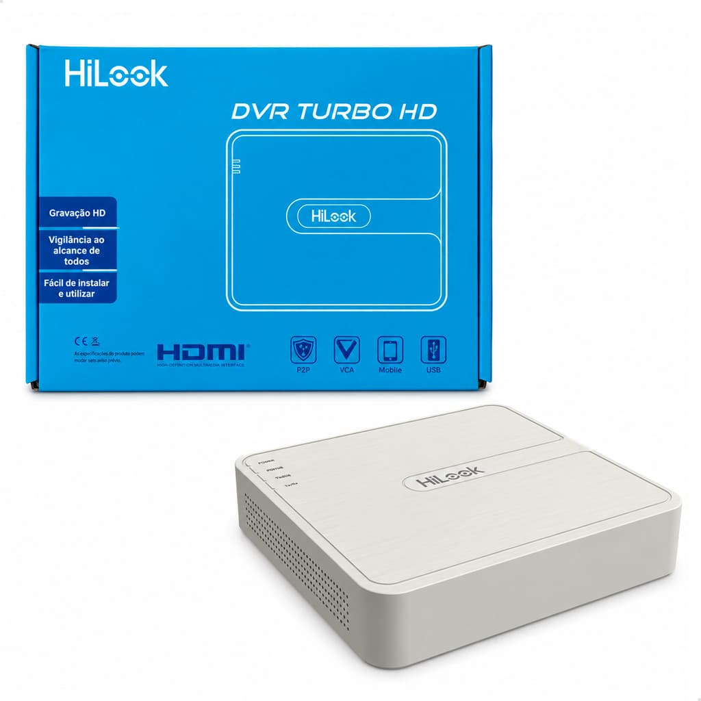 DVR 8 Canais 4MP HiLook Hikvision Full HD CFTV Gravador Câmera Segurança H.265