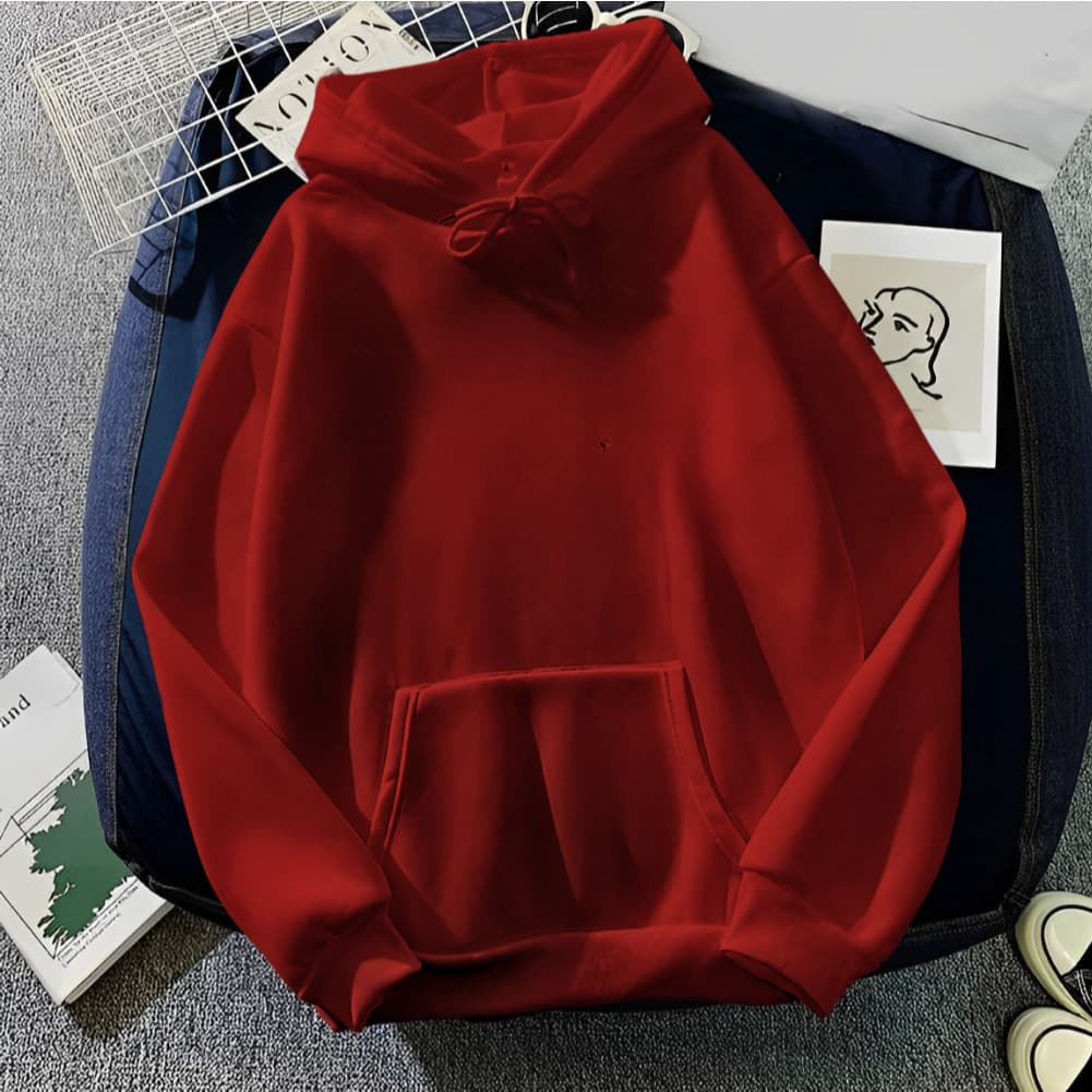 Moletom Canguru Liso Sem Estampa Com Bolso Com Capuz Quentinho Quentinho Blusa De Frio