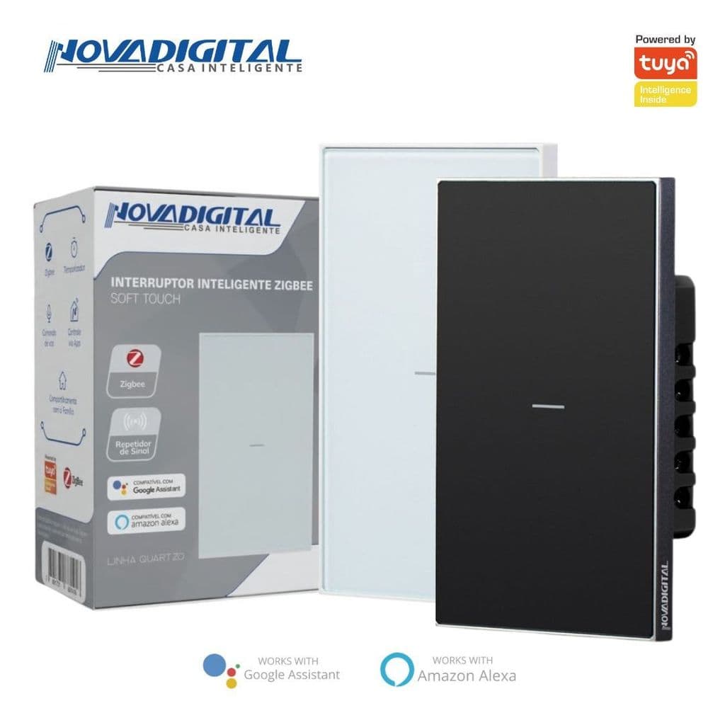 Interruptor Inteligente 1 Botão Soft Touch Quartzo Zigbee Nova Digital 4x2