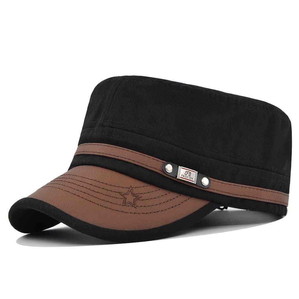【Conforto Diário】Boné De baseball Masculino Plano , Colorido Em patchwork Couro , casual Casual/Boné Militar/Boné P