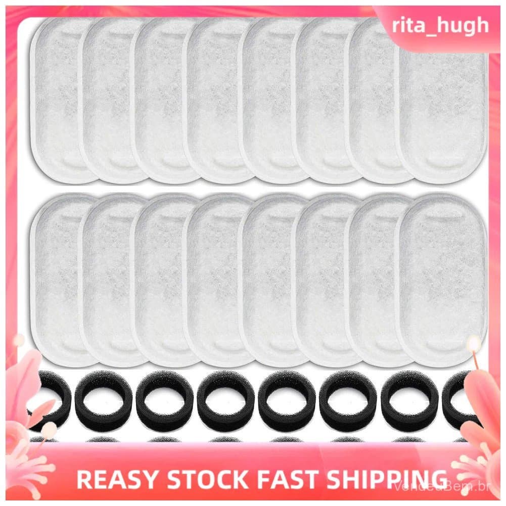 Conjunto Completo de 16 Filtros de Reposição para Bebedouros de Gato de 108/3.2L e 67oz/2L