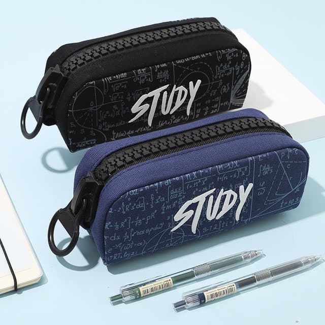 TOME Estojo de lápis simples com zíper grande Caixa de papelaria de grande capacidade Estilo menino Bolsa de papelaria d