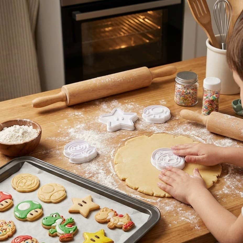 Kit Cortadores de Biscoito e Massinha Super Mario Personagens Confeitaria Infantil Brincadeira Criativa