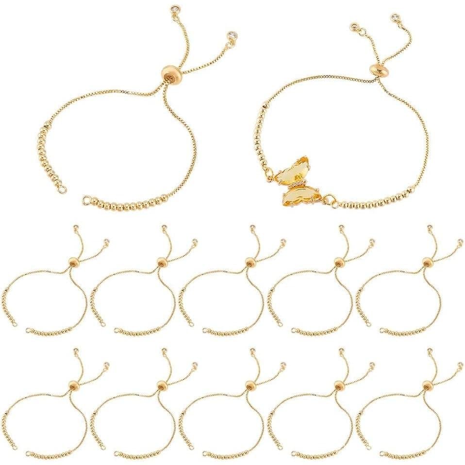 AHANDMAKER 12 Peças de Correntes Extensoras Ajustáveis para Pulseiras, Correntes Extensoras de Pulseira Banhadas a Ouro
