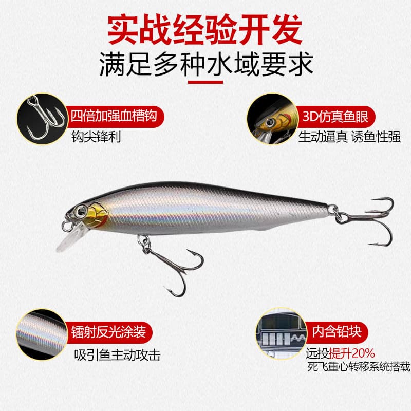 Isca Artificial Kona Lure, Minnow Afundante, Isca Rígida Biônica, Pencil, Minnow de Arremesso Super Longo, Isca Art