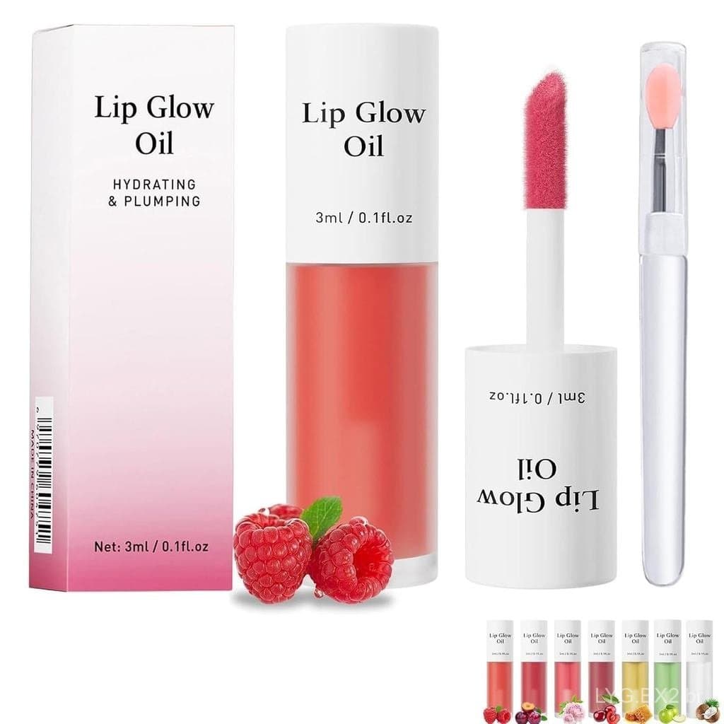 Óleo Labial Hidratante com Brilho e Cor, Brilho Labial Rosa, Tintura Labial Brilhante, Esmalte Labial Rosa Transparente,