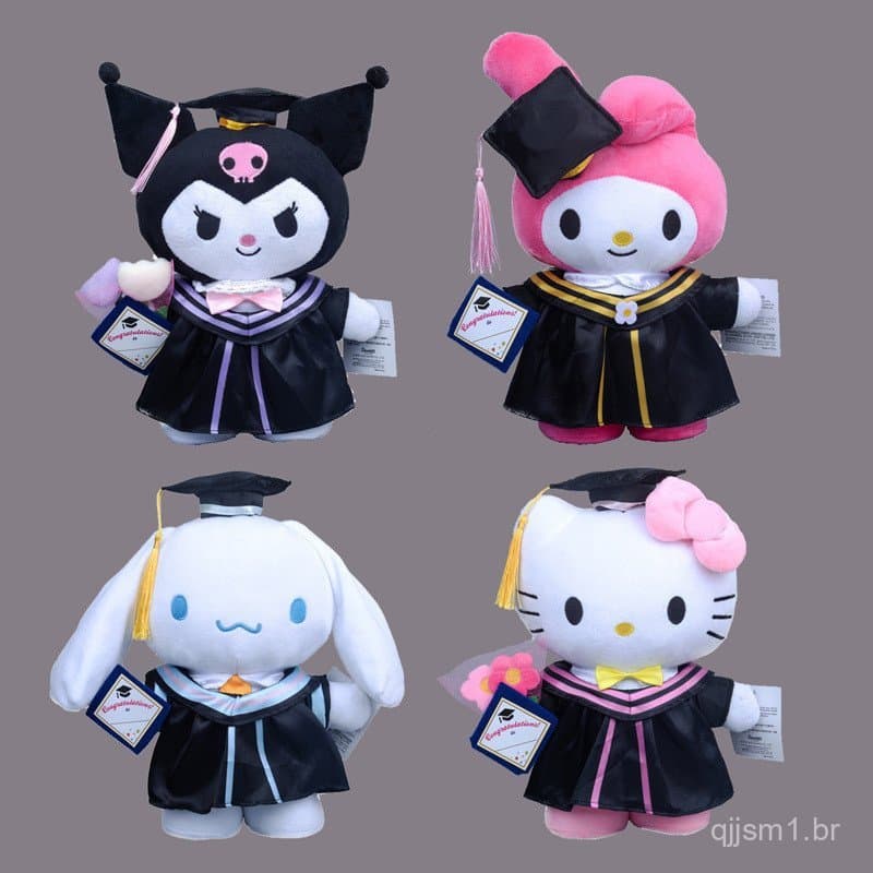 Boneco de Pelúcia Sanrio da Temporada de Formatura 25 cm Kuromi Melody com Chapéu de Formatura - & * && * --