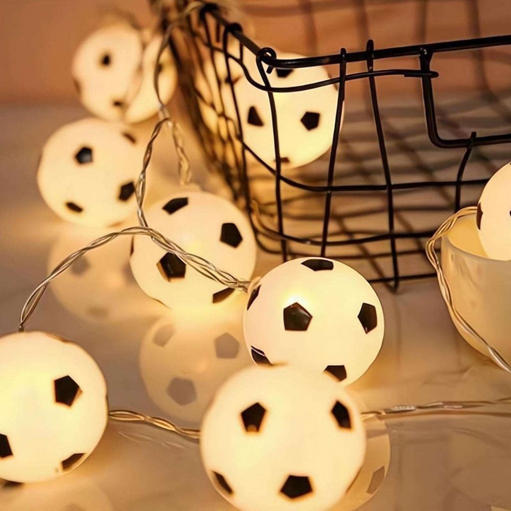 Luzes de Cordão Soer, Luzes de Cordão LED para Futebol, Luzes Decorativas de Bola Soer de Plástico de 59 Polegadas para